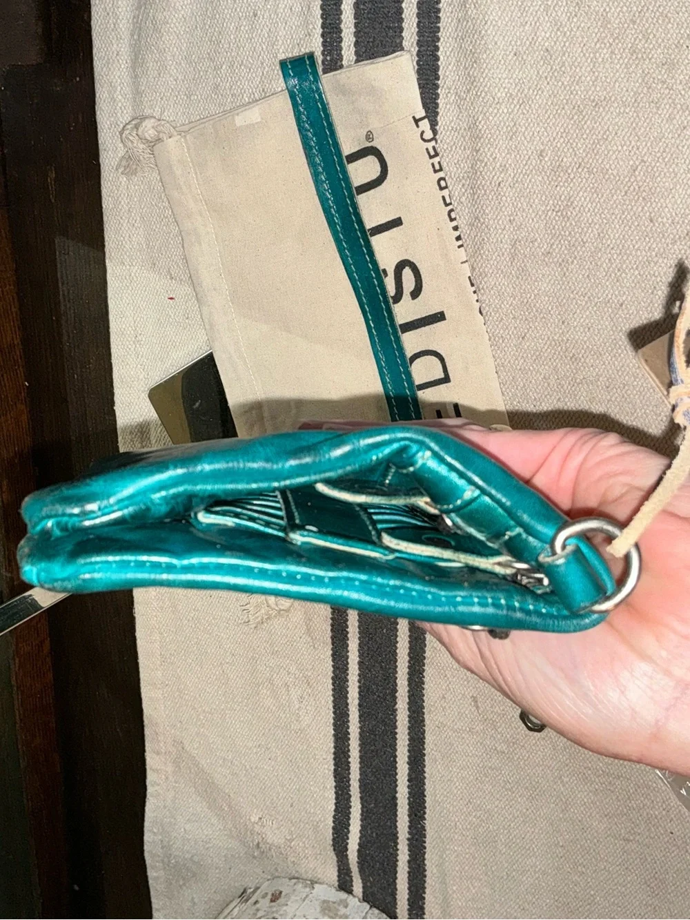 NWT Bed Stu Cadence Wallet Wristlet Crossbody Bag Arctic Teal Driftwood  $179